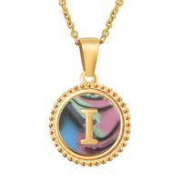 Simple Style Letter Stainless Steel Inlay Shell Pendant Necklace sku image 61