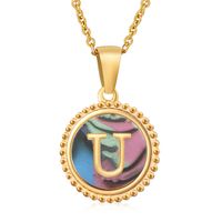 Simple Style Letter Stainless Steel Inlay Shell Pendant Necklace sku image 73