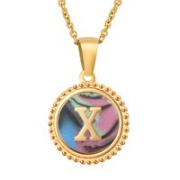 Simple Style Letter Stainless Steel Inlay Shell Pendant Necklace sku image 76
