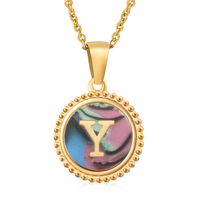 Simple Style Letter Stainless Steel Inlay Shell Pendant Necklace sku image 77