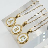 Simple Style Letter Stainless Steel Inlay Shell Pendant Necklace main image 5