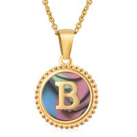 Simple Style Letter Stainless Steel Inlay Shell Pendant Necklace sku image 54
