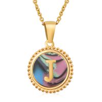Simple Style Letter Stainless Steel Inlay Shell Pendant Necklace sku image 62