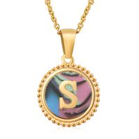 Simple Style Letter Stainless Steel Inlay Shell Pendant Necklace sku image 71