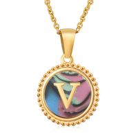Simple Style Letter Stainless Steel Inlay Shell Pendant Necklace sku image 74