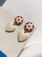 Vintage Style Heart Shape Alloy Enamel Earrings sku image 2