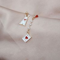 Cartoon Style Rabbit Poker Alloy Enamel Artificial Pearls Earrings main image 3