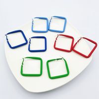 Exaggerated Square Alloy Stoving Varnish Earrings main image 1