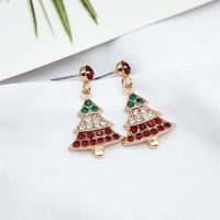 Fashion Christmas Tree Inlay Alloy Rhinestones Earrings Ear Studs main image 3