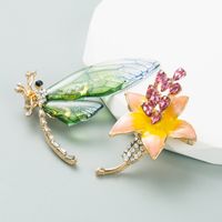 Fashion Flower Dragonfly Alloy Enamel Inlay Rhinestones Brooches main image 2