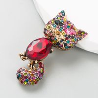 Fashion Cat Butterfly Alloy Inlay Rhinestones Brooches sku image 1