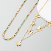 Mode Schmetterling Titan Stahl Halskette Mit Anhänger Inlay Strasssteine Edelstahl Halsketten main image 1
