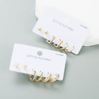 Fashion C Shape Copper Zircon Earrings In Bulk main image 1