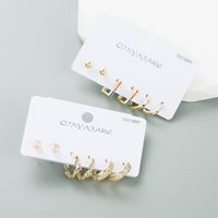 Fashion C Shape Copper Zircon Earrings In Bulk main image 6