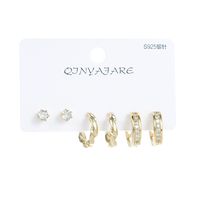 Fashion C Shape Copper Zircon Earrings In Bulk main image 4