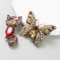 Fashion Cat Butterfly Alloy Inlay Rhinestones Brooches main image 1