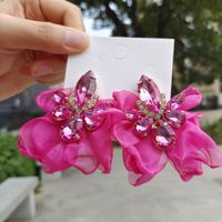 Fashion Flower Alloy Inlay Rhinestones Drop Earrings 1 Pair sku image 3