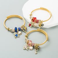 Fashion Bear Key Alloy Plating Inlay Rhinestones Pearl Bracelets main image 1