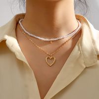 Fashion Heart Shape Alloy Plating Artificial Pearls Layered Necklaces main image 1