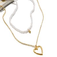 Fashion Heart Shape Alloy Plating Artificial Pearls Layered Necklaces main image 4