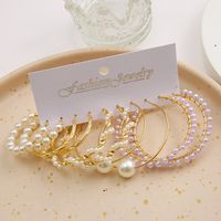 Fashion Twist Alloy Plating Artificial Pearls Earrings main image 5