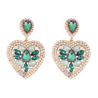 Fashion Heart Shape Alloy Inlay Rhinestones Earrings 1 Pair main image 2