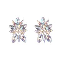 Wholesale Jewelry Exaggerated Luxurious Shiny Geometric Heart Shape Alloy Rhinestones Inlay Drop Earrings sku image 1