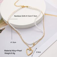 Fashion Heart Shape Alloy Plating Artificial Pearls Layered Necklaces main image 2
