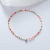 Simple Style Heart Shape Soft Clay Beaded Pendant Necklace sku image 1