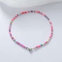 Simple Style Heart Shape Soft Clay Beaded Pendant Necklace sku image 4