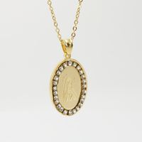 Retro Portrait Stainless Steel Pendant Necklace Plating Zircon Stainless Steel Necklaces main image 2