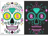 New Funny Halloween Double Color Luminous Tattoo Stickers Face Pasters sku image 2