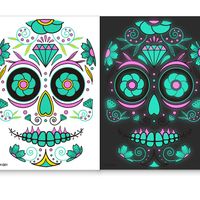 New Funny Halloween Double Color Luminous Tattoo Stickers Face Pasters sku image 1