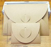 Retro Creative Heart Large Small Kraft Paper Folding Envelope main image 3