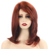 Women's Sweet Wine Red Weekend High Temperature Wire Side Fringe Curls Wigs sku image 1