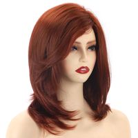 Women's Sweet Wine Red Weekend High Temperature Wire Side Fringe Curls Wigs main image 4