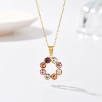 Simple Style Circle Stainless Steel Inlay Zircon Pendant Necklace main image 1