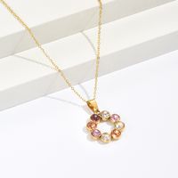 Simple Style Circle Stainless Steel Inlay Zircon Pendant Necklace main image 3
