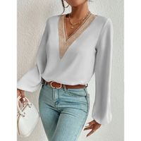 Women's Blouse Long Sleeve Blouses Hollow Out Fashion Solid Color main image 1
