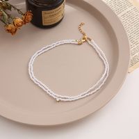 Fashion Solid Color Alloy Bracelets Pearl Plating Inlay Rhinestones Pearl Necklaces main image 3
