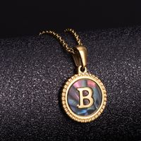 Simple Style Letter Stainless Steel Inlay Shell Pendant Necklace main image 2