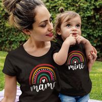 Fashion Letter Rainbow Cotton Printing Family Matching Outfits main image 4