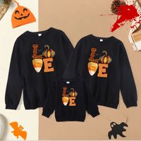 Cross-border Halloween Children's Clothing Autumn Parent-child Clothes A Family Of Three Long-sleeved Casual Children's Pumpkin Lettered Casual Sweater sku image 3