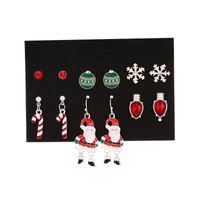 Cute Santa Claus Snowflake Alloy Enamel Plating Inlay Rhinestones Drop Earrings Ear Studs 1 Set main image 4