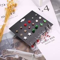 Fashion Pentagram Christmas Tree Alloy Plating Inlay Rhinestones Earrings Ear Studs 1 Set main image 5