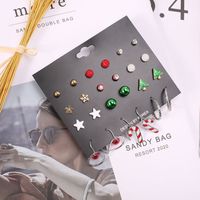 Fashion Pentagram Christmas Tree Alloy Plating Inlay Rhinestones Earrings Ear Studs 1 Set main image 4