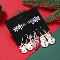 Mignon Bonhomme De Neige Flocon De Neige Alliage Émail Placage Incruster Strass Boucles D'oreilles Crochet D'oreille 1 Jeu main image 6