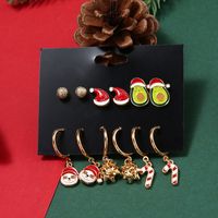 Cute Christmas Hat Alloy Enamel Plating Earrings Ear Studs 1 Set sku image 1