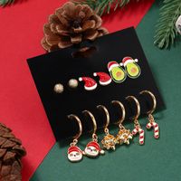 Cute Christmas Hat Alloy Enamel Plating Earrings Ear Studs 1 Set main image 4