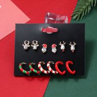 Cute Christmas Hat Reindeer Alloy Plating Inlay Rhinestones Earrings Ear Studs 1 Set main image 5